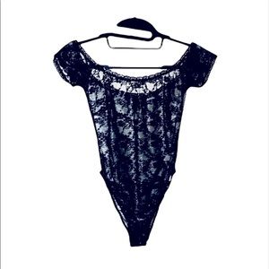 NWT Victoria’s Secret: XS Black Shinmery Bodysuit